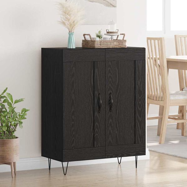 vidaXL Buffet Ch&ecirc;ne noir 69,5 x 34 x 90 cm Bois d'ing&eacute;nierie et fer