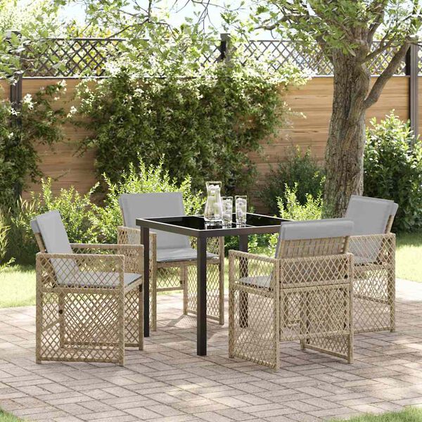 vidaXL Ensemble de salle &agrave; manger pour jardin 5 pcs Beige polyrotin