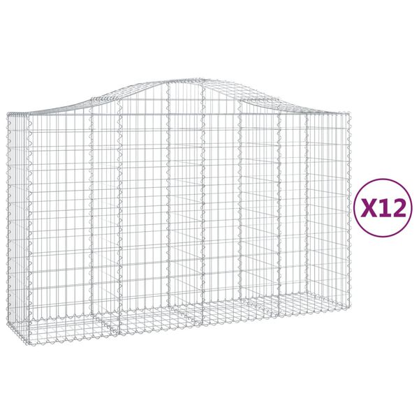 vidaXL Paniers &agrave; gabions arqu&eacute;s 12 pcs 200x50x120/140 cm Fer galvanis&eacute;