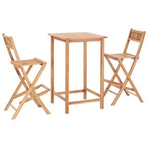 vidaXL Ensemble de bar 3 pcs Bois de teck solide