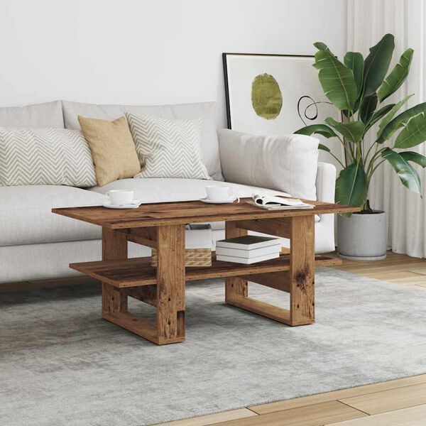 vidaXL Table basse vieux bois 102x55x42 cm bois d'ing&eacute;nierie