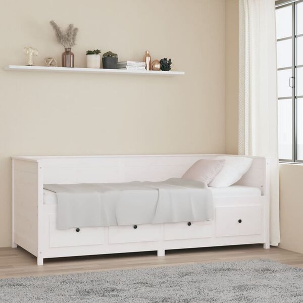 vidaXL Lit de jour sans matelas blanc 90x200 cm bois de pin massif