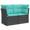 vidaXL Canap&eacute; de jardin avec coussins 2 places noir r&eacute;sine tress&eacute;e
