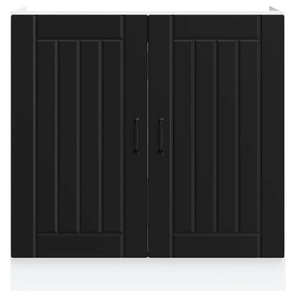 vidaXL Meuble de base de lavabo Lucca noir bois d'ingénierie