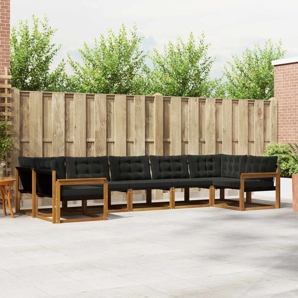 vidaXL Ensemble de canap&eacute;s d'ext&eacute;rieur 7 pcs Naturel et Noir