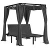 vidaXL Chaise longue double avec rideaux lat&eacute;raux et sup&eacute;rieurs