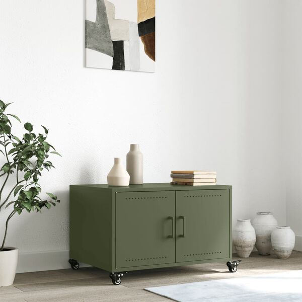 vidaXL Table basse vert olive 68x50x43,5 cm acier