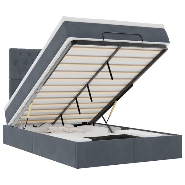 vidaXL Cadre de lit ottoman avec matelas gris foncé 120x190 cm velours