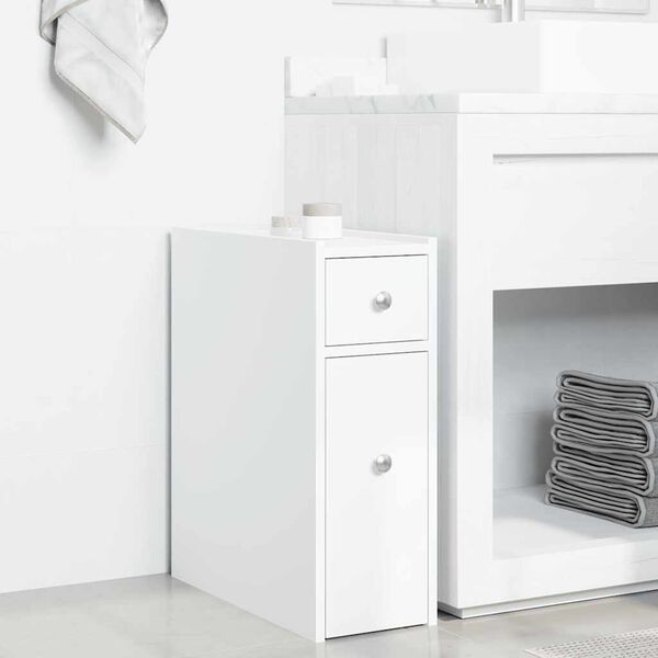 vidaXL Armoire de salle de bain &eacute;troite avec roulettes blanc