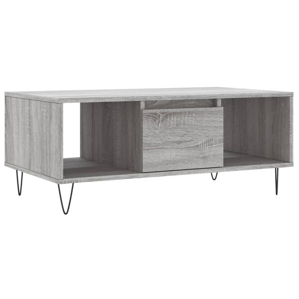 vidaXL Table basse Sonoma gris 90x50x36,5 cm Bois d'ing&eacute;nierie