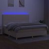 vidaXL Sommier &agrave; lattes de lit et matelas et LED Cr&egrave;me 200x200cm Tissu