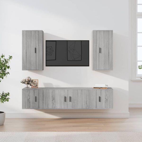 vidaXL Ensemble de meubles TV 5 pcs Sonoma gris Bois d'ingénierie