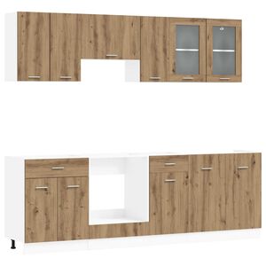 vidaXL Unit&eacute; de cuisine Lyon 8 pcs Bois d'ing&eacute;nierie
