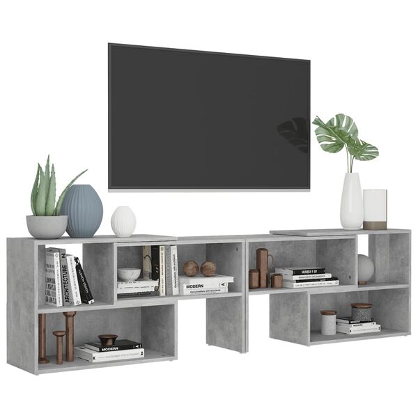 vidaXL Meuble TV Gris béton 149x30x52 cm Bois d'ingénierie