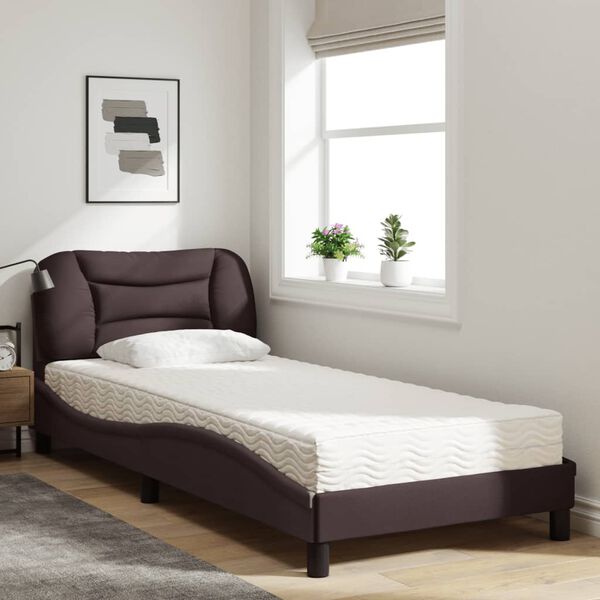 vidaXL Lit avec matelas Hvar marron fonc&eacute; 80x200 cm tissu