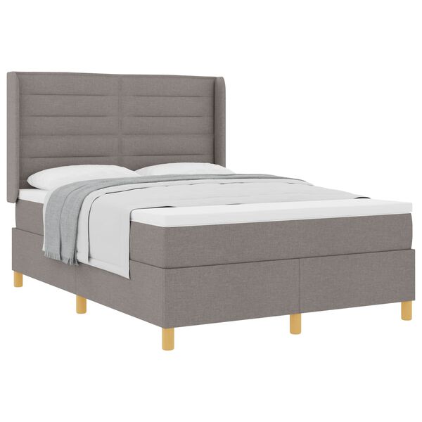 vidaXL Lit &agrave; ressorts avec matelas Taupe 140 x 200 cm tissu