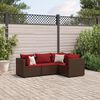 vidaXL Salon de jardin 4 pcs avec coussins Marron R&eacute;sine tress&eacute;e