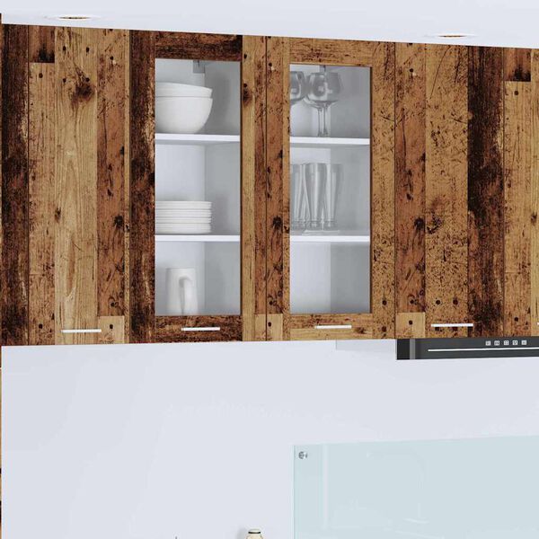 vidaXL Armoire suspendue avec porte 2 pcs Bois ancien 40 x 31 x 80 cm