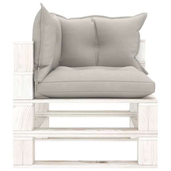 vidaXL Salon palette de jardin 5 pcs avec coussins taupe bois