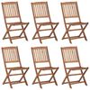 vidaXL Chaises pliables de jardin lot de 6 avec coussins Bois d'acacia