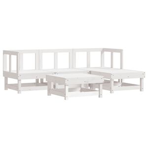 vidaXL Salon de jardin 5 pcs blanc bois massif de pin