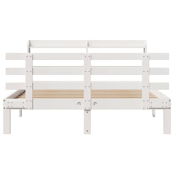 vidaXL Cadre de lit avec tête de lit sans matelas blanc 140x190 cm
