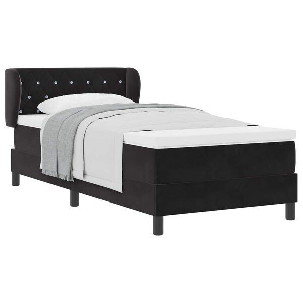 vidaXL Lit &agrave; ressorts avec matelas Noir 100 x 200 cm Velours
