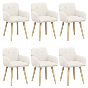 vidaXL Chaises de salle &agrave; manger 6 pc Boucl&eacute; Cr&egrave;me 59 x 57 x 85 cm