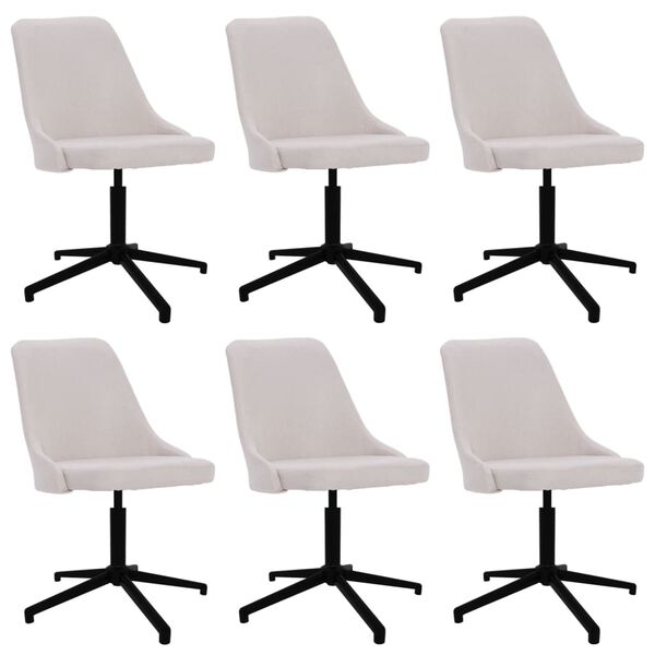 vidaXL Chaises pivotantes &agrave; manger lot de 6 cr&egrave;me tissu