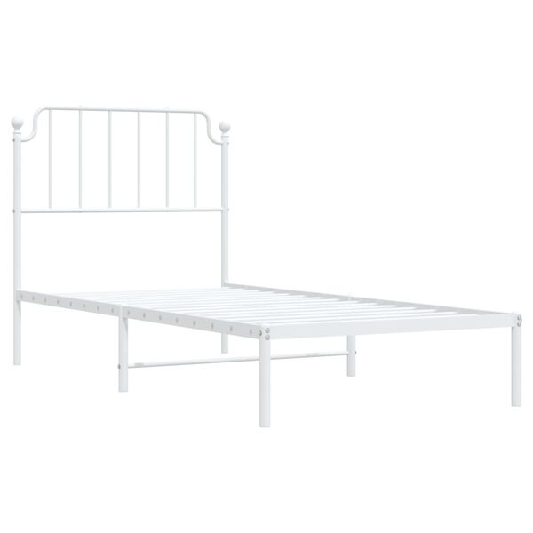vidaXL Cadre de lit m&eacute;tal sans matelas avec t&ecirc;te de lit blanc 90x190cm