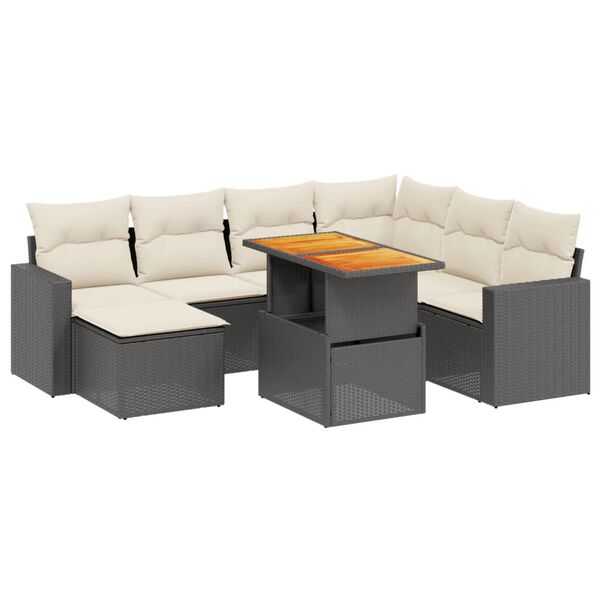 vidaXL Salon de jardin 8 pcs avec coussins noir r&eacute;sine tress&eacute;e