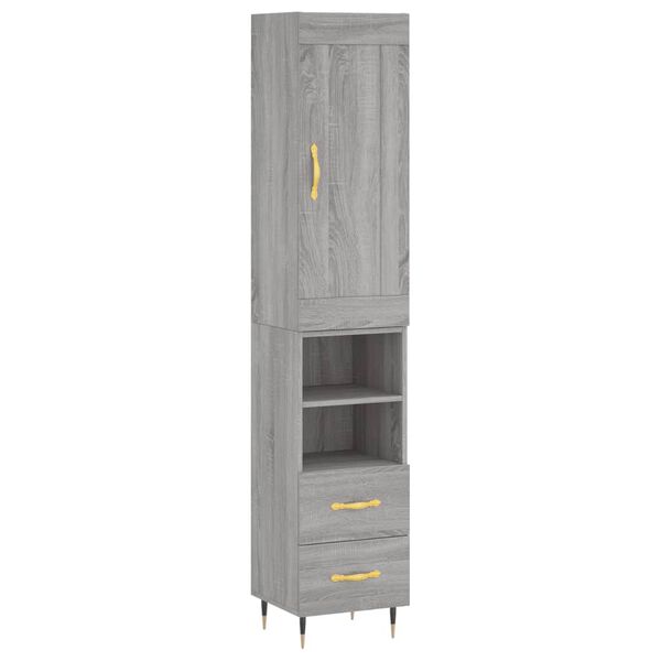 vidaXL Buffet haut Sonoma gris 34,5x34x180 cm Bois d'ing&eacute;nierie