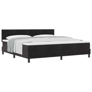 vidaXL Lit &agrave; ressorts avec matelas Noir 200 x 200 cm Velours