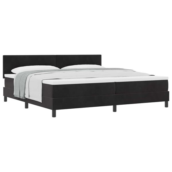 vidaXL Lit &agrave; ressorts avec matelas Noir 200 x 200 cm Velours