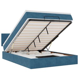 vidaXL Cadre de lit ottoman avec matelas bleu fonc&eacute; 140x200 cm velours