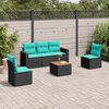 vidaXL Salon de jardin 6 pcs avec coussins noir r&eacute;sine tress&eacute;e