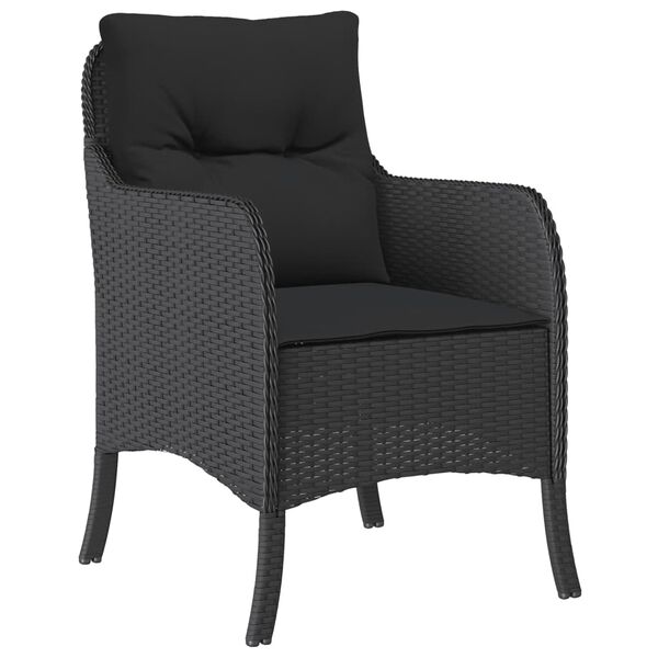 vidaXL Ensemble &agrave; manger de jardin coussins 5pcs Noir R&eacute;sine tress&eacute;e