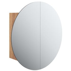 vidaXL Armoire de salle de bain miroir rond et LED Ch&ecirc;ne 40x40x17,5 cm