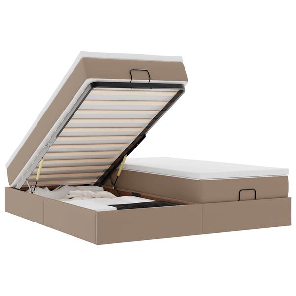 VidaXL Cadre de lit ottoman et matelas cappuccino 200x200cm similicuir