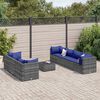 vidaXL Salon de jardin 8 pcs avec coussins Gris R&eacute;sine tress&eacute;e