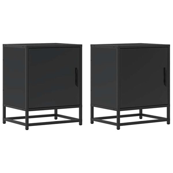 vidaXL Tables de chevet 2 pcs noir 40x31x50 cm bois d'ingénierie métal