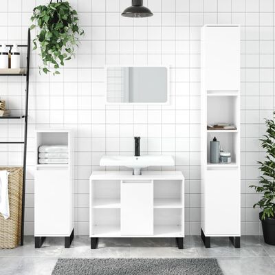 vidaXL Ensemble de meubles de salle de bain 3 pcs blanc brillant