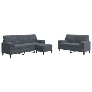 vidaXL Ensemble de canap&eacute;s 3 pcs avec coussins Gris fonc&eacute; Velours