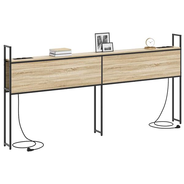 vidaXL Headboard de Rangement avec Station de Charge Ch&ecirc;ne sonoma