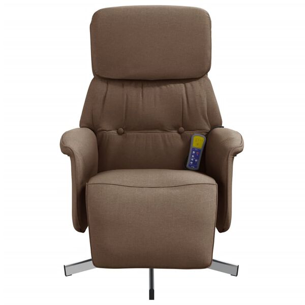 vidaXL Fauteuil inclinable de massage avec repose-pieds marron tissu