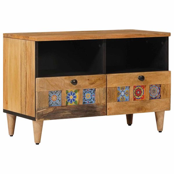 vidaXL Meuble TV Naturel 70 x 33 x 46 cm Bois de mangue massif