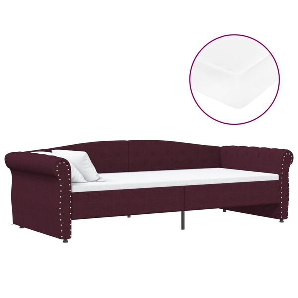 vidaXL Lit avec matelas et &eacute;clairage USB Violet Tissu 90x200 cm