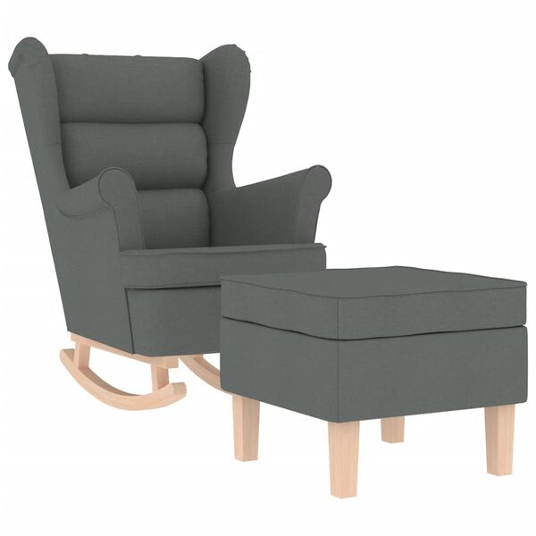 vidaXL Chaise à bascule avec repose-pied Gris foncé Tissu