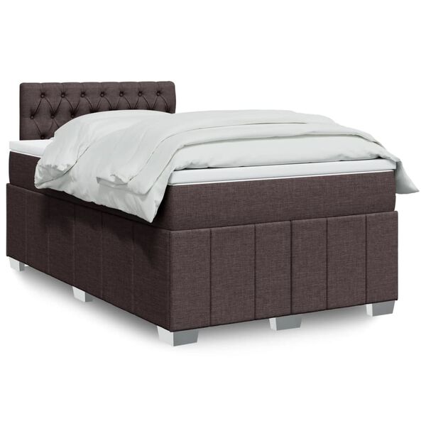 vidaXL Sommier &agrave; lattes de lit et matelas marron fonc&eacute; 120x190cm tissu