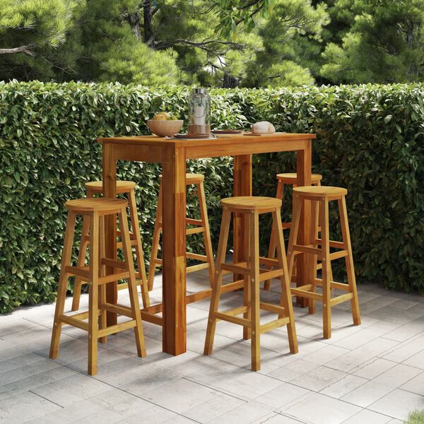vidaXL Ensemble de bar de jardin 7 pcs bois d'acacia solide